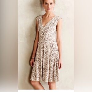 Anthropologie Maeve Elegant Lace Floral Dress size Large Pockets 💛